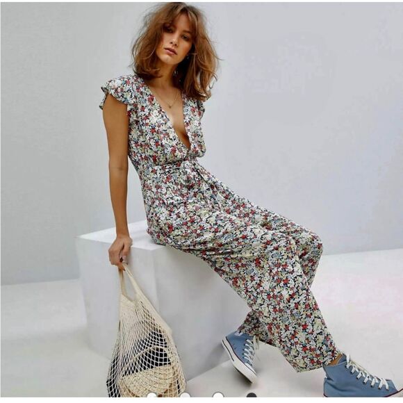 Free People Ruffle your Feathers Jumpsuit XS - Picture 1 of 6